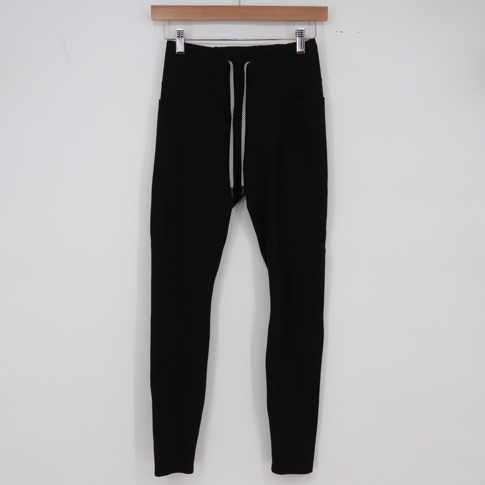Gaiam Leggings Womens S Yoga Studio Black High Rise Drawstring Pocket Excellent